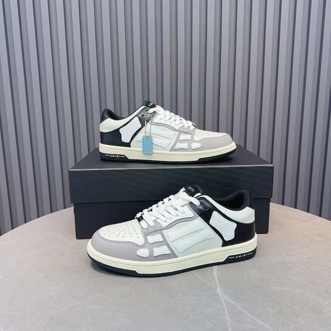 Men's men's shoes 💰600 AMIRI high street sneakers with bone sports shoes, toe layer cowhide upper, upper side bones, hand-stitched, good three-dimensional effect, customized metal LOGO, size 38-45 46